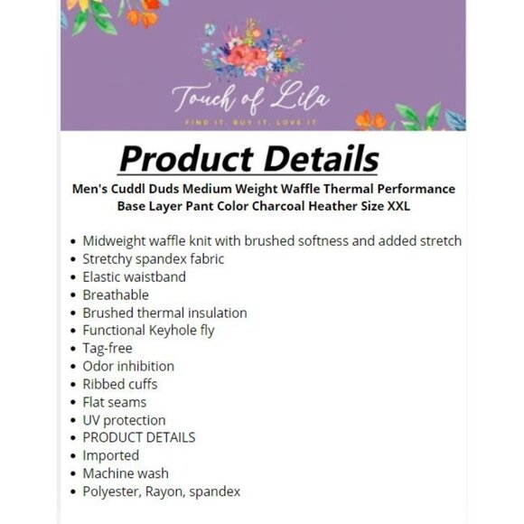Mens Cuddl Duds Midweight Waffle Thermal Performance Base Layer Pant Size XXL - Picture 14 of 14